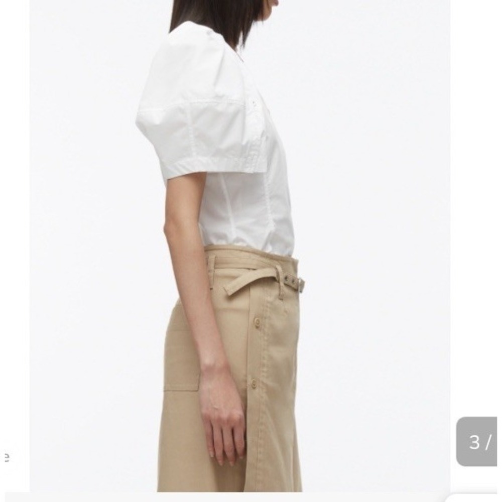3.1 Phillip Lim Bloom Pleated Short Sleeve Scoop‎ Neck White Blouse Sz 4 - Picture 2 of 16